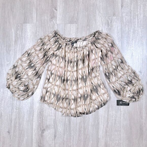 INC International Concepts Tops - Printed Off the Shoulder Long Sleeve Top XS